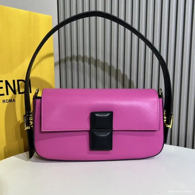 Baguette Bag Rose Nappa Fendi In Twist Medium Leather 0507
